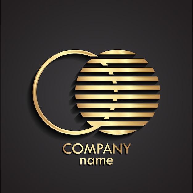 Logo van een cirkel met een 3D-gouden streep