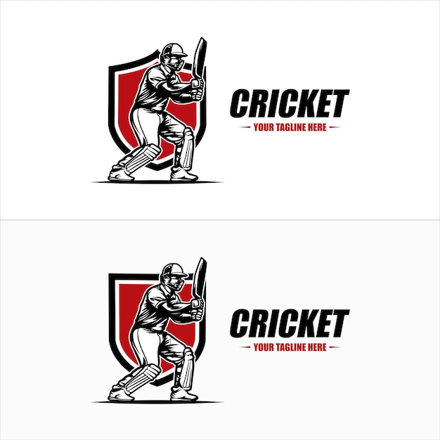 Logo van een cricket- of voetbalclub badge cricket-logo met schild achtergrond vectorontwerp