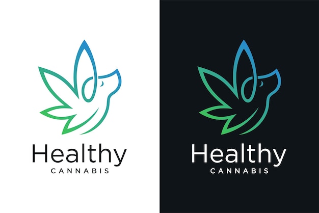 Logo van een dierenapotheek met cannabisbladconcept