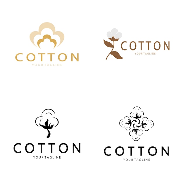 Logo van een natuurlijke katoenbloemplant voor katoenplantages, industrieën, bedrijven, textiel, kleding