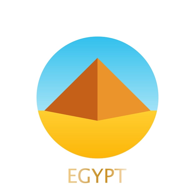Logo van Egyptische piramide met geel zand en blauwe lucht Welkom in Egypte