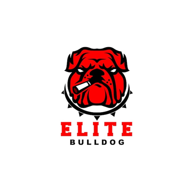 Logo van elite bulldog met rook of sigaret rode bulldog boze bulldog