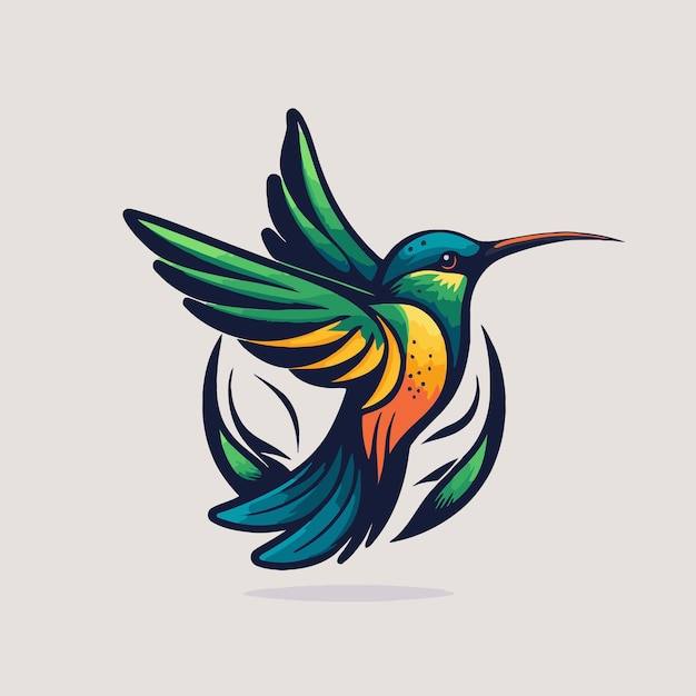 Logo van flaying kolibrie vogel kleurrijke vector colibri stijlicoon