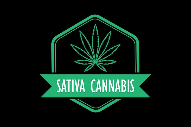 Vector logo van groen blad van cannabis indica sativa