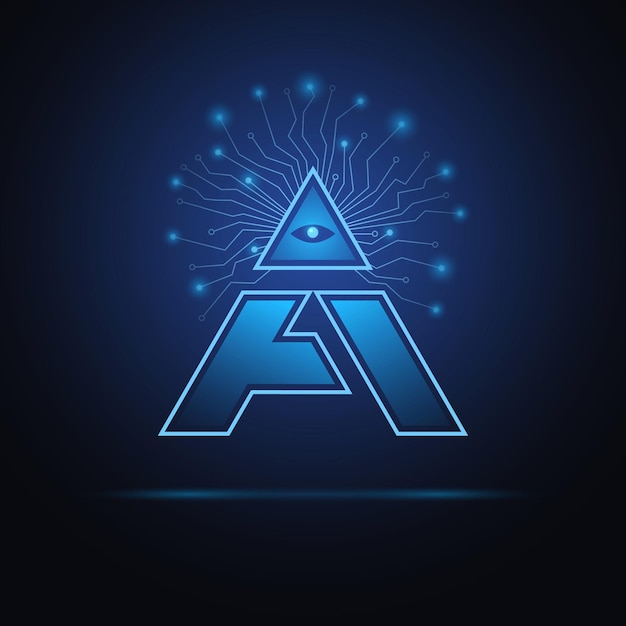 Logo van kunstmatige intelligentie Het concept van het allesziende oog van AI
