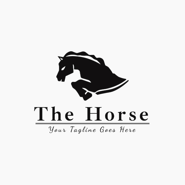Vector logo van paard in zwart silhouet een premium mascotte logo ideaal voor commerciële logo's