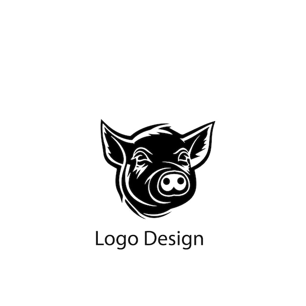 logo varkenszwart eenvoudig plat icoon op witte achtergrond
