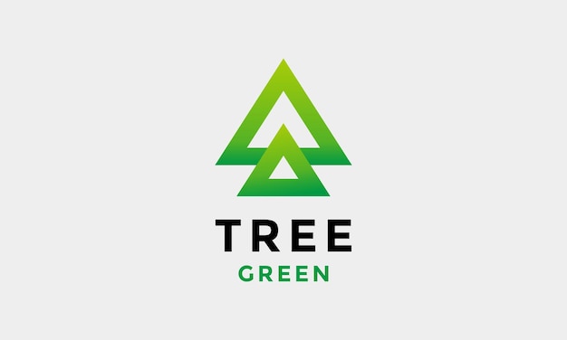 Logo vector green leaves tree triangle minimalism design environment concept