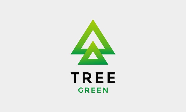 Logo vector groene bladeren boom driehoek minimalisme milieu ontwerpconcept