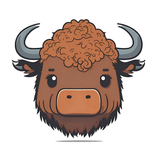 Logo vector illustratie van buffalo kawaii stijl dier personage icoon