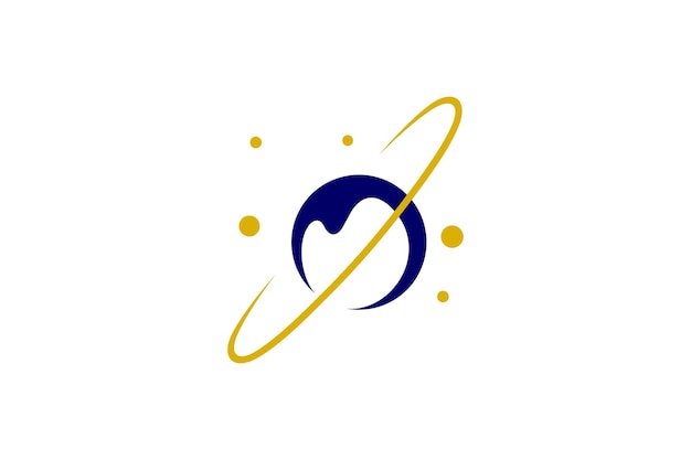 Logo vector illustration of a planet with an orbit in outer space