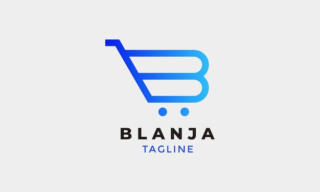 Logo vector letter B trolly style minimalist logotype shopping concept