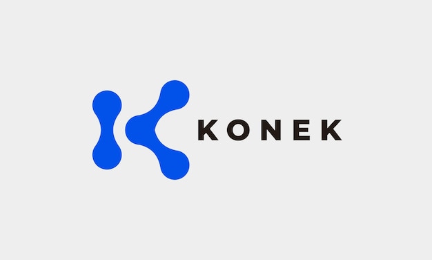 Logo vettoriale lettera k concetto di connessione colore blu design minimalista tecnologia stile logotipo