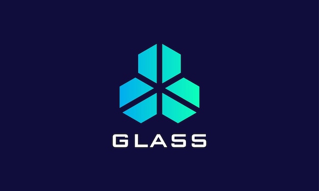 Вектор логотипа три шестиугольника синий цвет линии соединения минималистский дизайн эмблема корпоративной компании концепция безопасности
