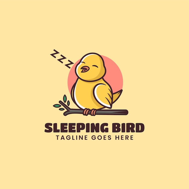 Logo vectorillustratie Slapende vogel mascotte Cartoon stijl