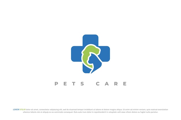 logo veterinary pet care medical hospital care animal dog cat