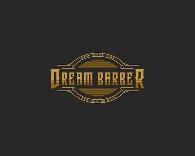 Logo vintage barbershop gold carve