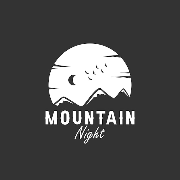 Logo vintage montagna con luna