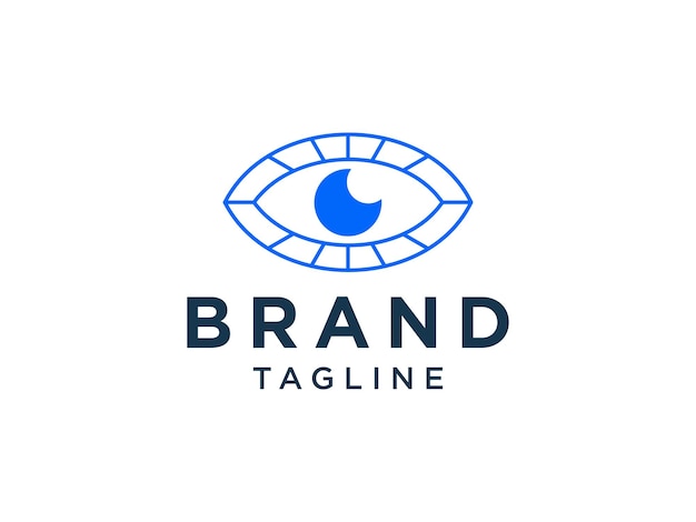 Logo voor abstract oogzicht. Blauwe lineaire geometrische met Sunburst stralen geïsoleerd op een witte achtergrond.