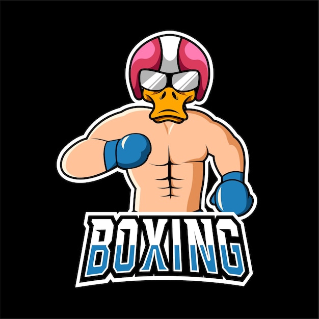 Logo voor bokssport en esport gaming-mascotte