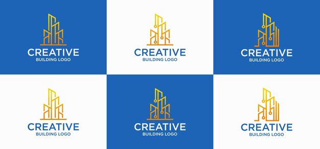 Logo voor bouwconstructiebedrijf onroerend goed architectonisch ontwerp inspiratie logo wolkenkrabber