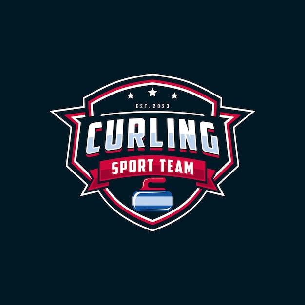 Vector logo voor curlingsportteam curlingsport met steen