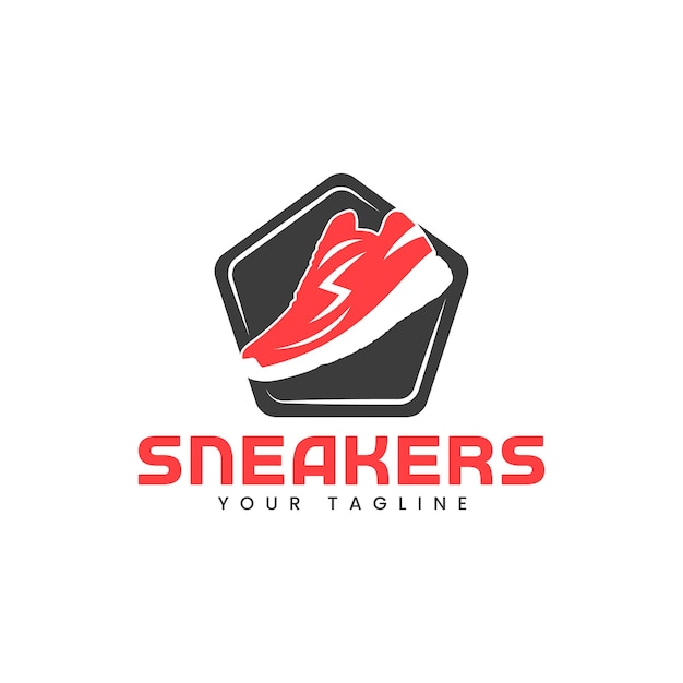 Logo voor een sneakerbedrijf met oranje sneaker