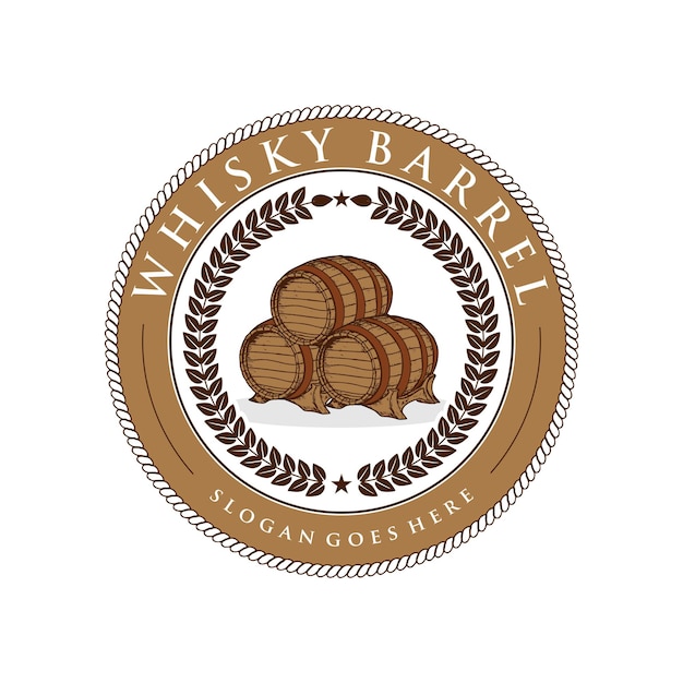 Logo voor een whiskyvatenbedrijf dat is gemaakt door het logo van het bedrijf.