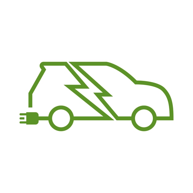 Logo voor elektrische auto Groene hybride voertuigen Oplaadpuntpictogram