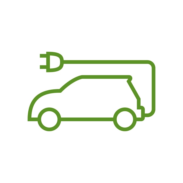 Logo voor elektrische auto Groene hybride voertuigen Oplaadpuntpictogram