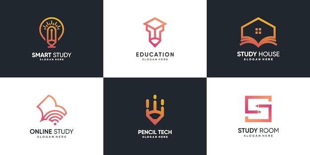 Logo voor studie met creatief elementconcept Premium Vector deel 2