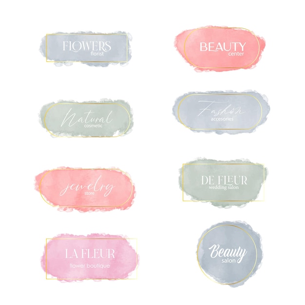 Logo watercolor background banner for weddingluxury logobannerbadgeprintingproductpackage