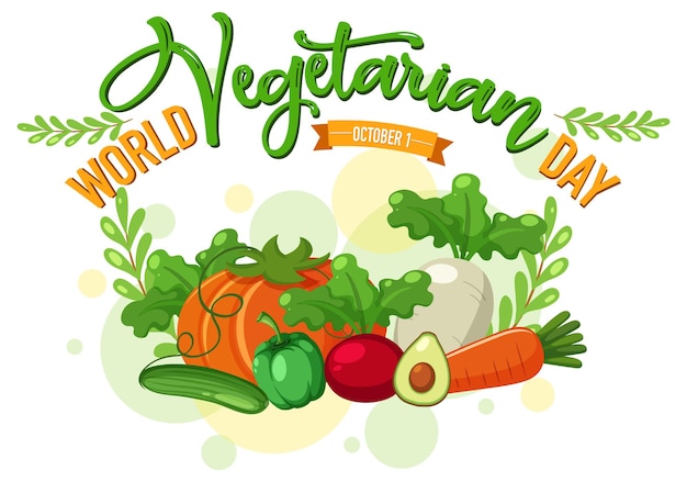 Logo Wereld Vegetarisch Dag met groente en fruit