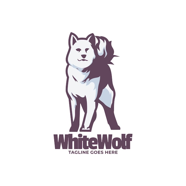 A logo for white wolf with a dog on it