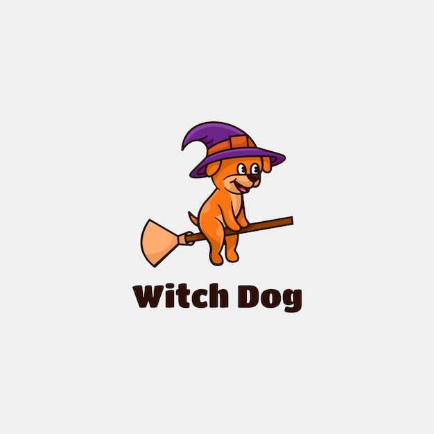 Logo Witch Dog Simple Mascot Style.