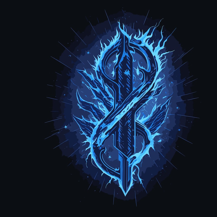 Vector logo with blue flame