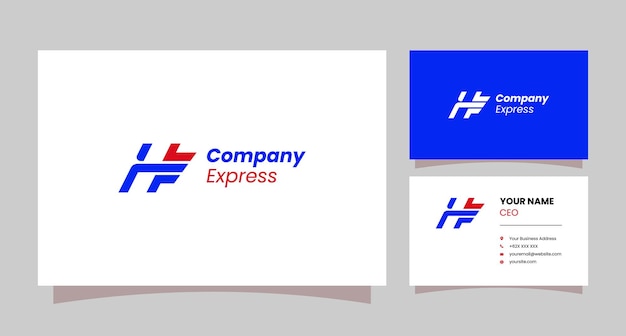 Logo with the concept of the letter h and speed with business card