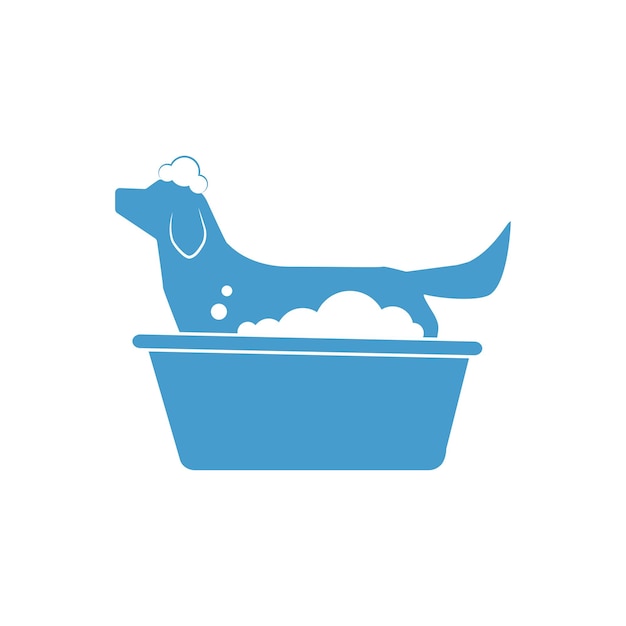 Logo with a dog in blue color grooming animals