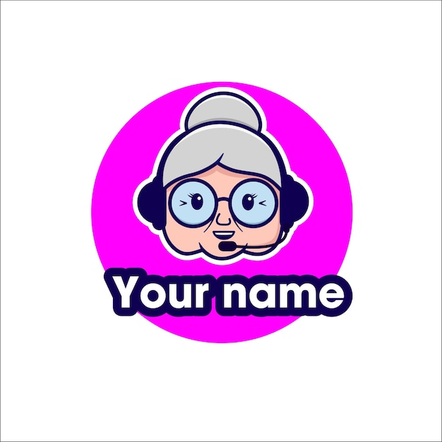 Logo with a grandmother in headphones