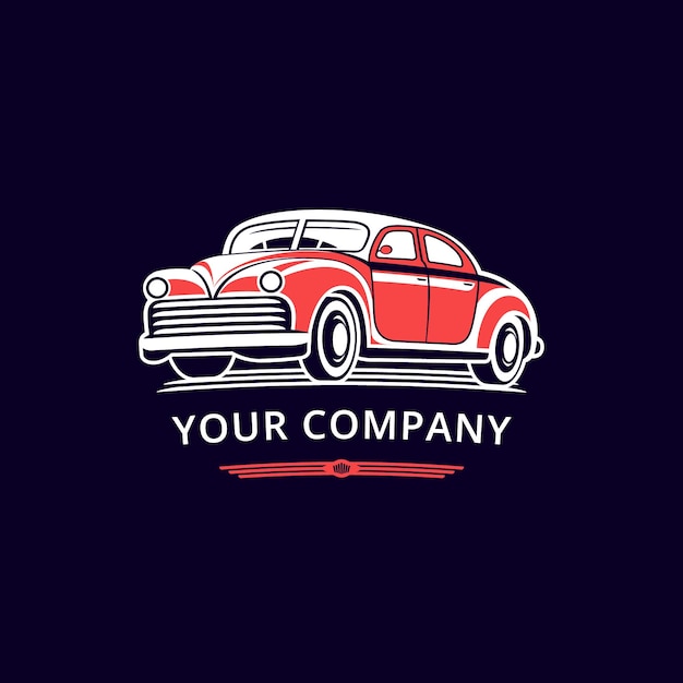 Vector logo with a retro car logo for a car dealership retro cars or car repair