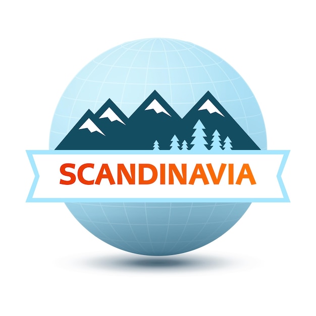 Vector logo with scandinavian landscape