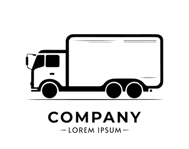 Logo with truck on isolated white background Monochrome truck logo vector