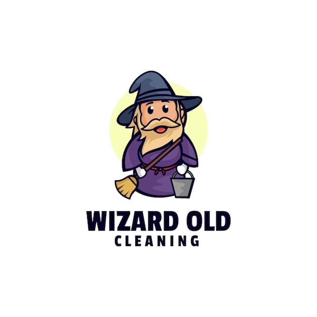 Vector logo wizard old mascot cartoon style