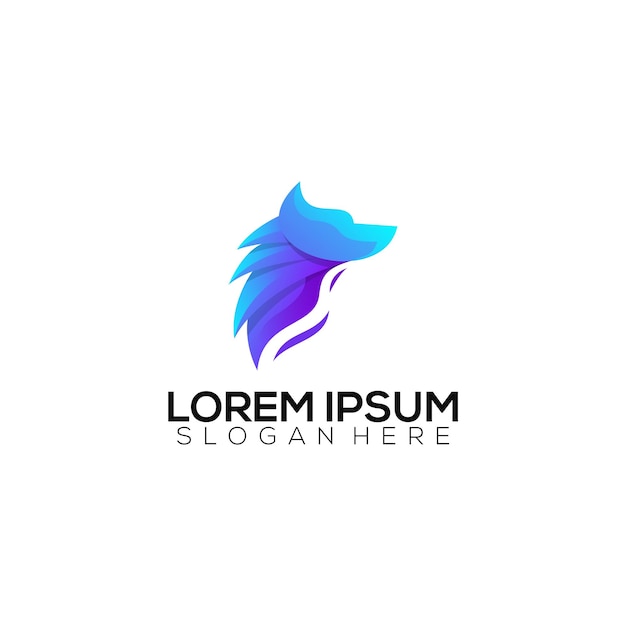 Logo wolf gradient colorful template modern