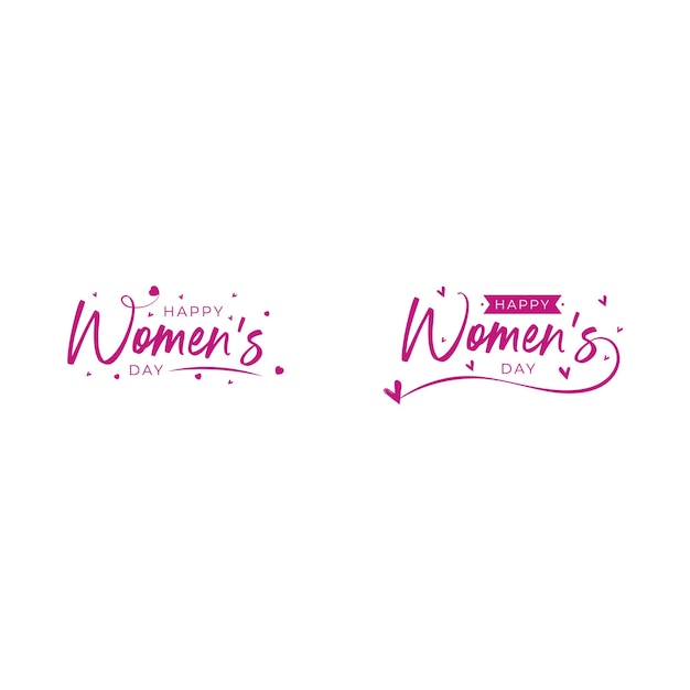 A logo for women's day is shown with a pink design that says women's day.