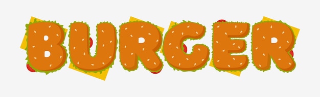 Logo woord burger gestileerd als fastfood - vector