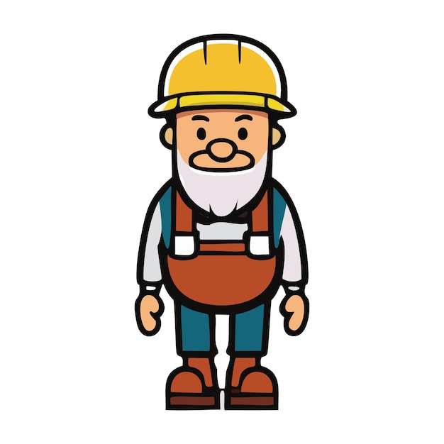 Logo Worker Bricklayer carpenter mechanic painter Joiner Cartoon Mascot Template