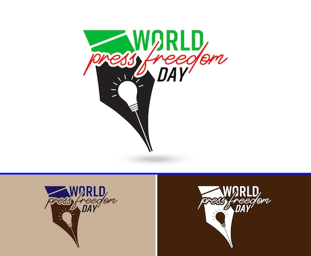 A logo for world press freedom day is shown in two colors.