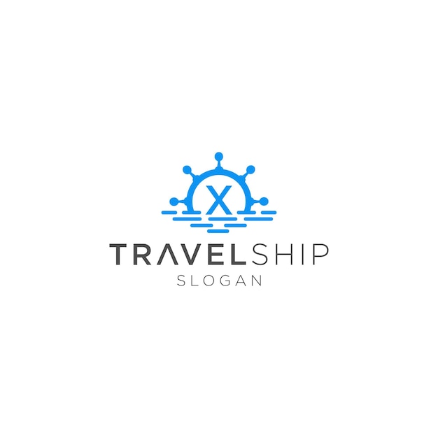 Vector logo x travel ship design