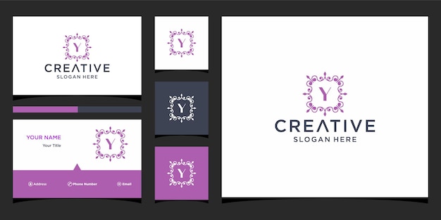 Логотип y роскошь с шаблоном визитной карточки